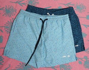 Human kind mens medium beach trunks blue swim shorts lot of 2 drawstring